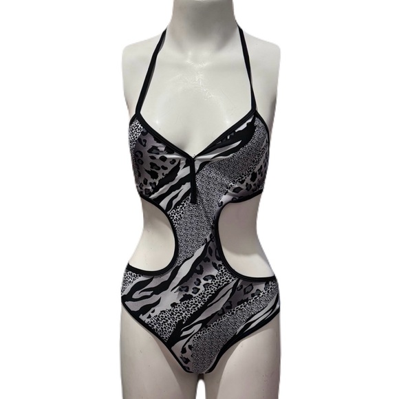 Anemone One Piece Sexy Bathing Suit Black, White, Gray Size Small - Picture 1 of 11